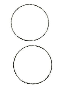 Pair 925 Sterling Silver Textured Bangle Bracelets 2mm Cut 61mm 6.37g